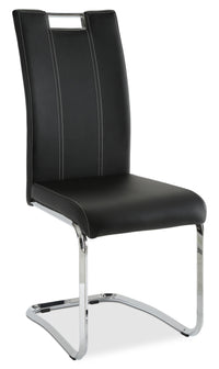  Chaise de salle à manger Tuxedo en tissu de cuir végétalien et en métal - noire