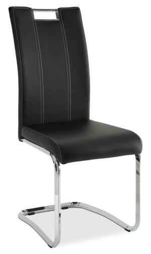 Chaise de salle à manger Tuxedo en tissu de cuir végétalien et en métal - noire