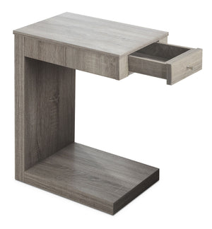 Table d'appoint Hampshire de 12 po en forme de C avec tiroir - taupe