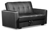 Futon Weston de 55 po en tissu d’apparence cuir avec mécanisme Klik Klak et rangement - noir