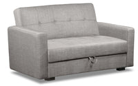  Futon Weston de 55 po en tissu d’apparence lin avec mécanisme Klik Klak et rangement - gris acier