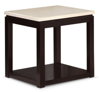 Table de bout moderne Sicily de 22 po avec tablette - beige et brun foncé