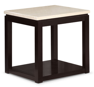 Table de bout moderne Sicily de 22 po avec tablette - beige et brun foncé 