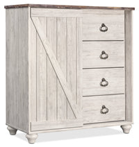  Commode verticale Willowton de 39 po (L) x 46,3 po (H) à 4 tiroirs avec armoire de rangement pour la chambre à coucher - blanchie