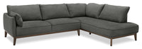  Sofa sectionnel de droite Gena 2 pièces en tissu d'apparence lin - anthracite 