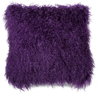 Coussin décoratif Mogolian en peau de mouton de Mongolie - violet